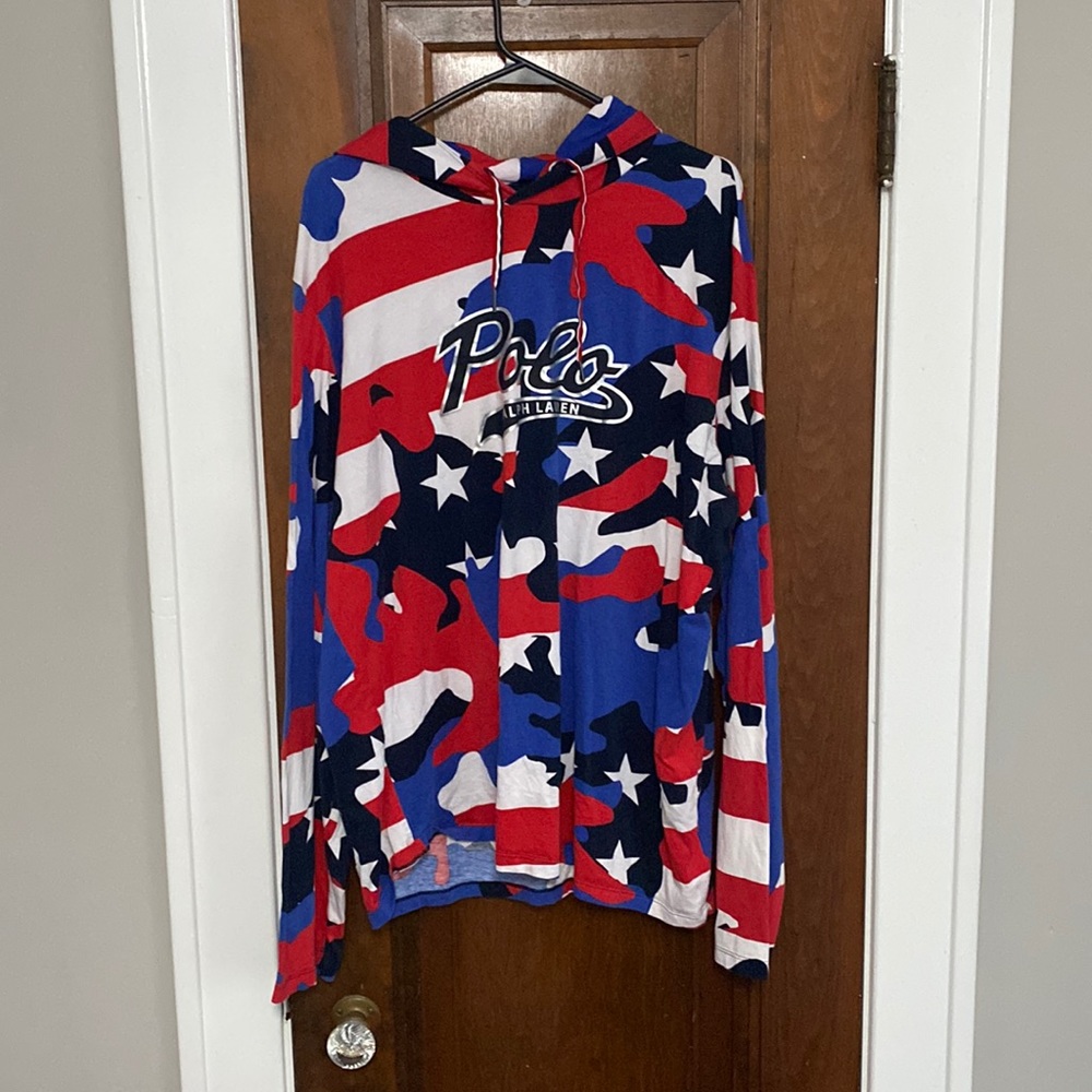 Mens Polo Ralph Lauren Americana long sleeve t shirt hoodie.